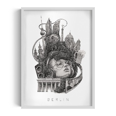 Schilderij met witte lijst Berlijn Zwart-Wit