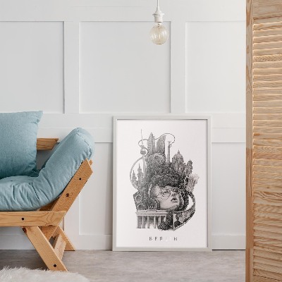 Schilderij met witte lijst Berlijn Zwart-Wit