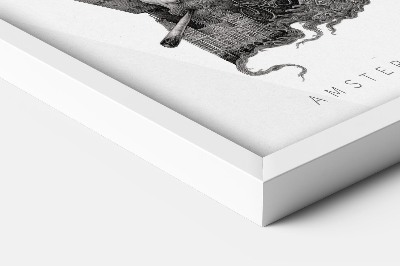 Schilderij met witte lijst Amsterdam Zwart-Wit