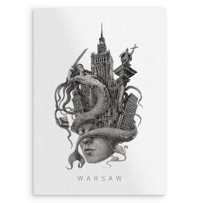 Schilderij Warschau Zwart-Wit