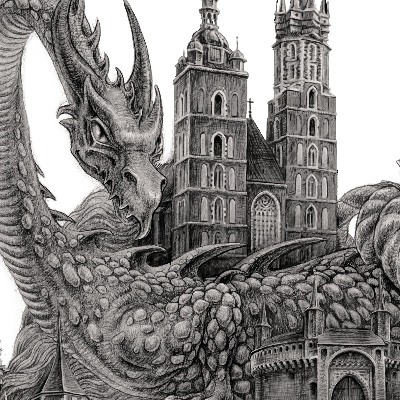 Schilderij Krakau Zwart-Wit