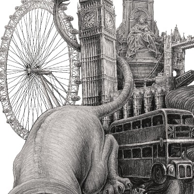 Schilderij Londen Zwart-Wit