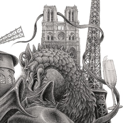 Schilderij Parijs Zwart-Wit