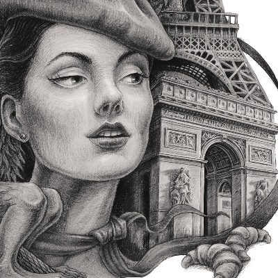 Schilderij Parijs Zwart-Wit