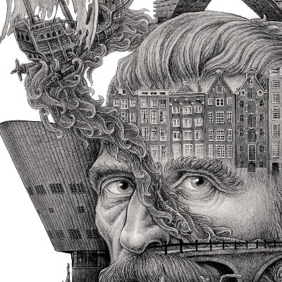 Schilderij Amsterdam Zwart-Wit