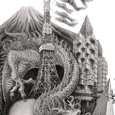 Schilderij Tokio Zwart-Wit