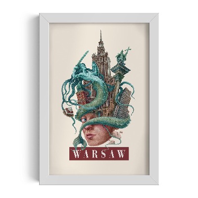 Schilderij met witte lijst Warschau Vintage