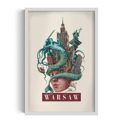 Schilderij met witte lijst Warschau Vintage