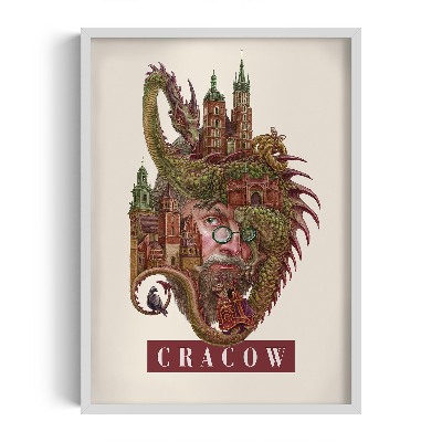 Schilderij met witte lijst Krakau Vintage