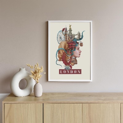 Schilderij met witte lijst Londen Vintage