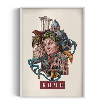 Schilderij met witte lijst Rome Vintage