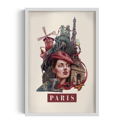 Schilderij met witte lijst Parijs Vintage