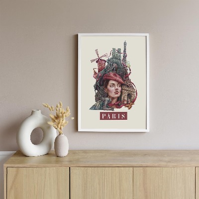 Schilderij met witte lijst Parijs Vintage