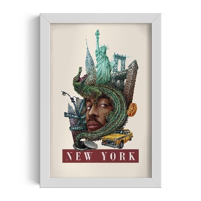 Schilderij met witte lijst New York Vintage