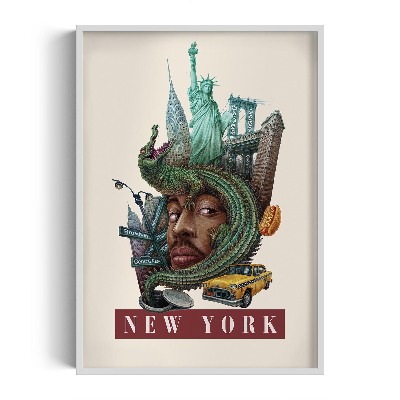 Schilderij met witte lijst New York Vintage