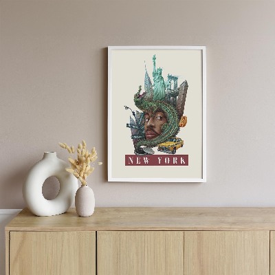 Schilderij met witte lijst New York Vintage