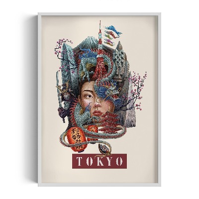 Schilderij met witte lijst Tokio Vintage