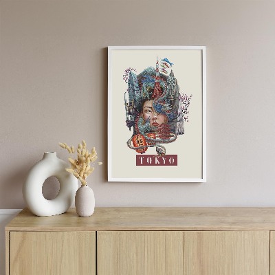 Schilderij met witte lijst Tokio Vintage