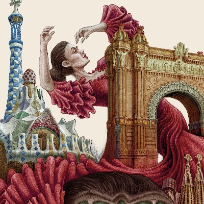 Schilderij Barcelona Vintage