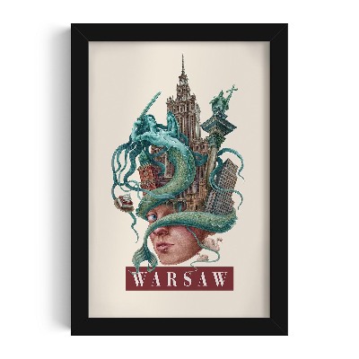 Schilderij met zwarte lijst Warschau Vintage