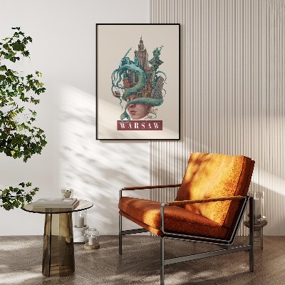 Schilderij met zwarte lijst Warschau Vintage