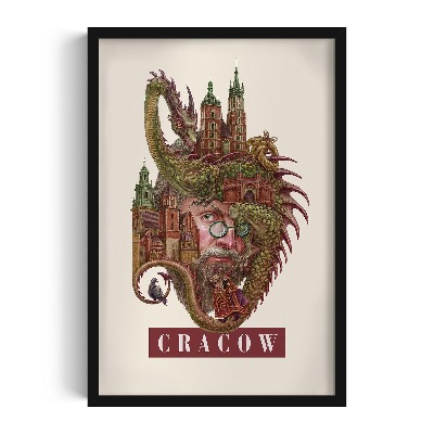 Schilderij met zwarte lijst Krakau Vintage