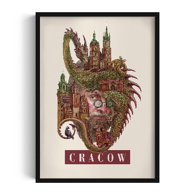 Schilderij met zwarte lijst Krakau Vintage