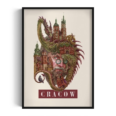 Schilderij met zwarte lijst Krakau Vintage