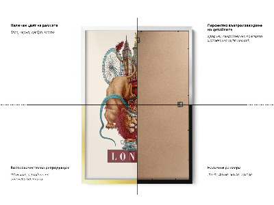 Schilderij met zwarte lijst Londen Vintage