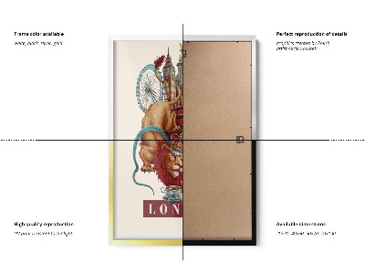 Schilderij met zwarte lijst Londen Vintage