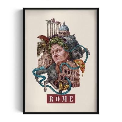 Schilderij met zwarte lijst Rome Vintage