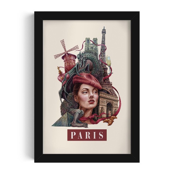 Schilderij met zwarte lijst Parijs Vintage