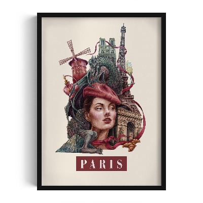 Schilderij met zwarte lijst Parijs Vintage