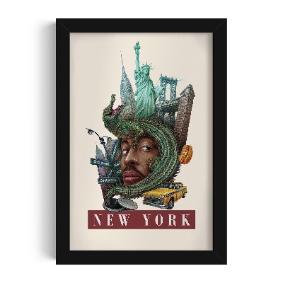 Schilderij met zwarte lijst New York Vintage