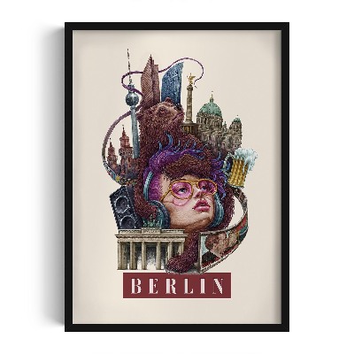 Schilderij met zwarte lijst Berlijn Vintage