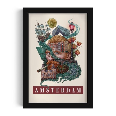 Schilderij met zwarte lijst Amsterdam Vintage