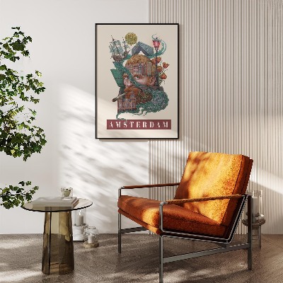 Schilderij met zwarte lijst Amsterdam Vintage