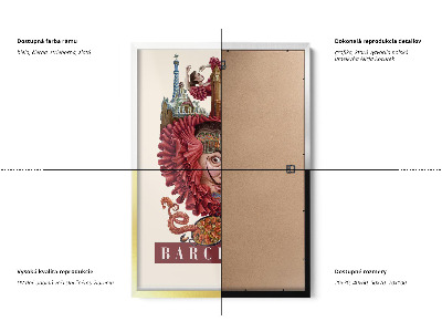 Schilderij met zwarte lijst Barcelona Vintage