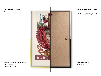 Schilderij met zwarte lijst Barcelona Vintage