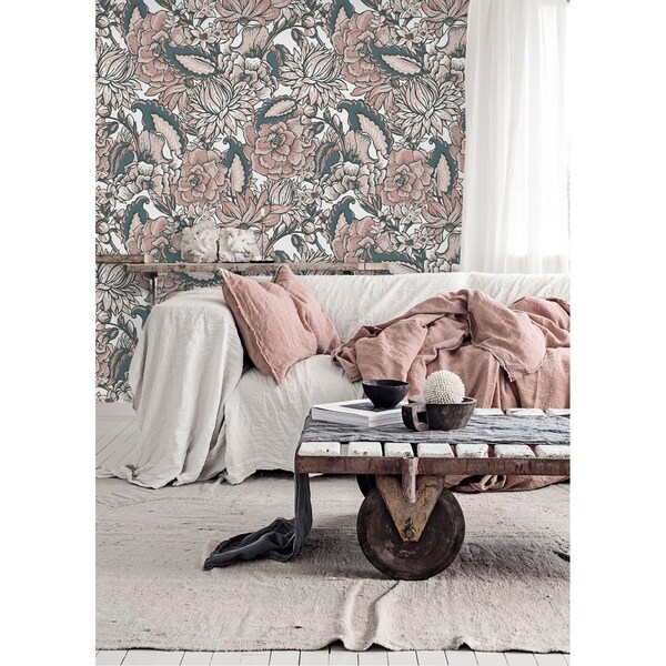 Fotobehang Romantische vintage pioenrozen