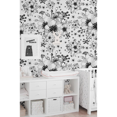 Fotobehang Zwart-witte minimalistische weide