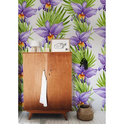 Fotobehang Tuin met paarse bloemen