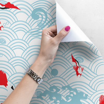 Fotobehang Rode druppels tussen de golven