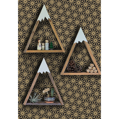 Fotobehang Gouden Japanse Asanoha