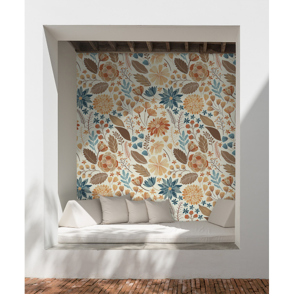 Fotobehang Herfstbloemen in Boho-stijl