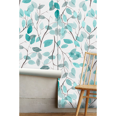 Fotobehang Delicate turquoise bladeren