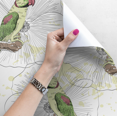 Fotobehang Paradijspapegaaien in het groen