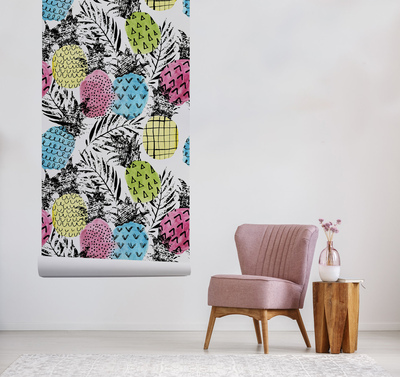 Fotobehang Grunge Regenboog Ananas