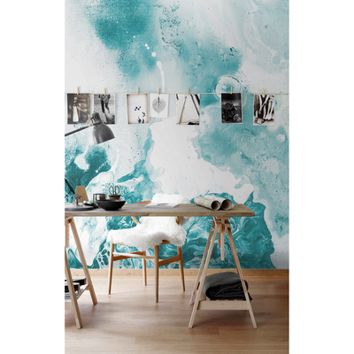 Fotobehang Blauw gevlekt marmer