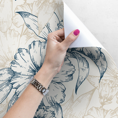 Fotobehang Interieur beschilderd met bloemen